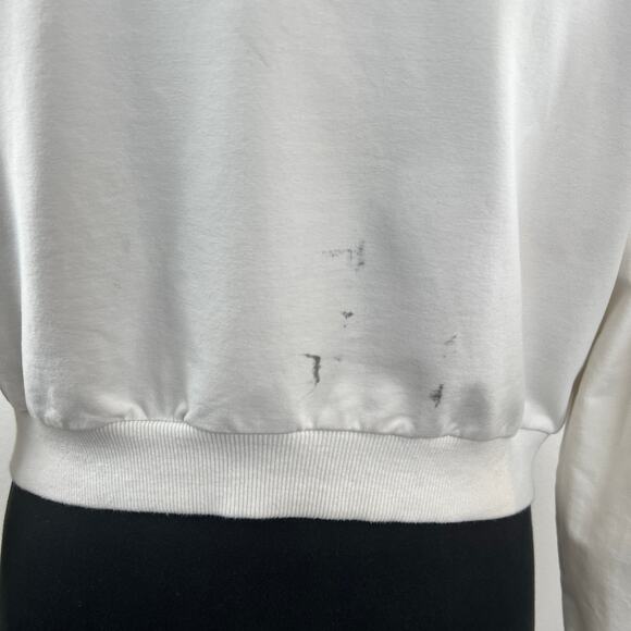 Twinset White Sweatshirt Floral Crew Neck Ruffle Drop Shoulder Pullover Size 14 - Picture 7 of 9